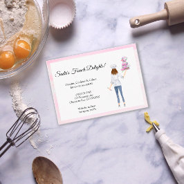 Tarjeta De Visita Pastelero de Acuarela con Torta de Boda