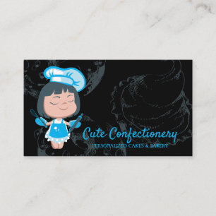 Tarjeta De Visita Pastelero de Confitería azul Chef de Pastelería Ne