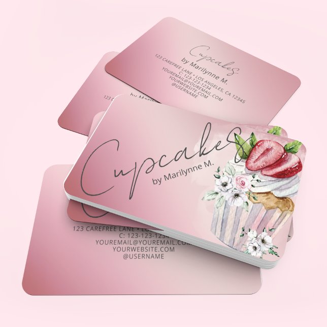 Tarjeta De Visita Pastelero de Cupcakes Rosa (Subido por el creador)
