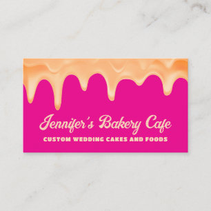 Tarjeta De Visita Pastelero de Panadería Abstracto Rosa Cremoso