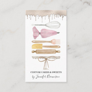 Tarjeta De Visita Pastelero de Panadería Creativo Drip de Torta Acua