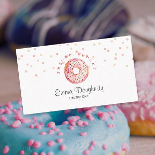 Tarjeta De Visita Pastelero de Panadería de Acuarela de Donut Rosa c