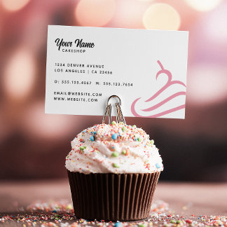 Tarjeta De Visita Pastelero de Panadería de Cupcake Rosa 