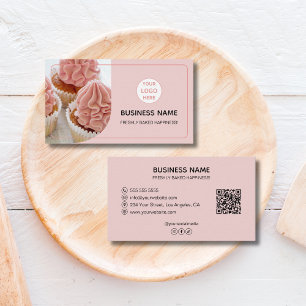 Tarjeta De Visita Pastelero de Panadería Logo Personalizado Foto QR