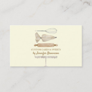 Tarjeta De Visita Pastelero de Panadería Pastel Creativo beige vaini