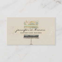 Tarjeta De Visita Pastelero de Pastelería con Fondo Beige Tarta de B