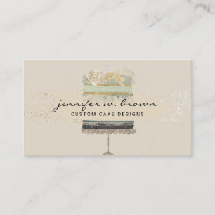 Tarjeta De Visita Pastelero de Pastelería con Fondo Beige Tarta de B