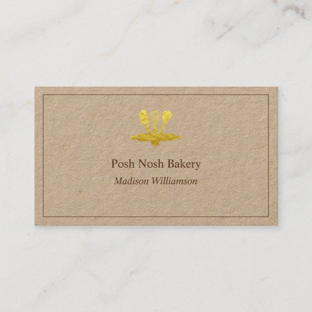 Tarjeta De Visita Pastelero de pastelería de panadería | Papel Kraft (Anverso)
