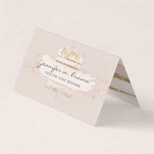 Tarjeta De Visita Pastelero de Torta de Boda Beige