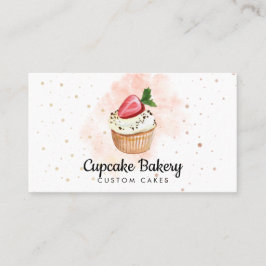 Tarjeta De Visita Pastelero de Torta de Pastelería Acuarela Fresa Cu