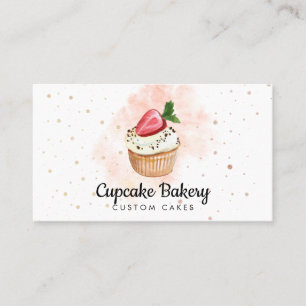 Tarjeta De Visita Pastelero de Torta de Pastelería Acuarela Fresa Cu