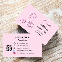 Tarjeta De Visita Pastelero de utensilios de cocina slogan código QR
