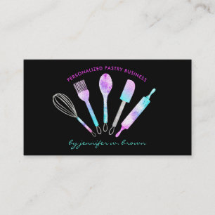 Tarjeta De Visita Pastelero Glitter cocinando comida casera