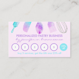 Tarjeta De Visita Pastelero Pink Briight Panadería Casera Lealtad