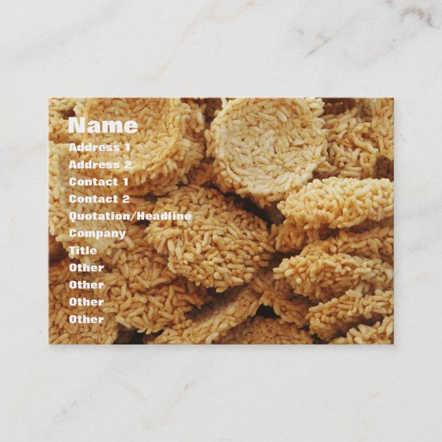 Tarjeta De Visita Pasteles de arroz inflado ~ Platos dulces asiático (Anverso)