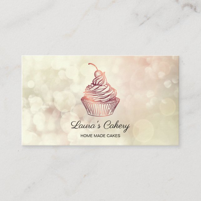 Tarjeta De Visita Pasteles de bokeh y pasteles de dulce Panadería ca (Anverso)