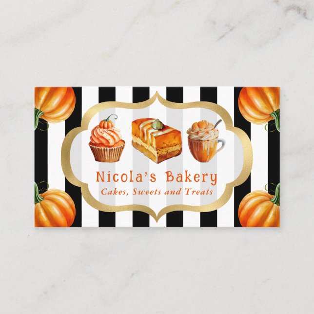 Tarjeta De Visita Pasteles de calabaza acuática y panadería de carne (Anverso)