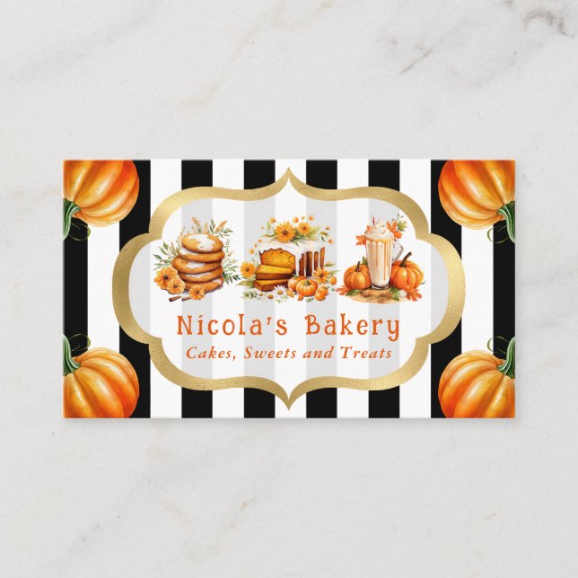 Tarjeta De Visita Pasteles de calabaza acuática y panadería de carne (Anverso)