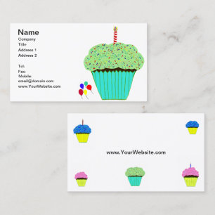 Tarjeta De Visita Pasteles de chocolate verde, azul y rosa de escarc
