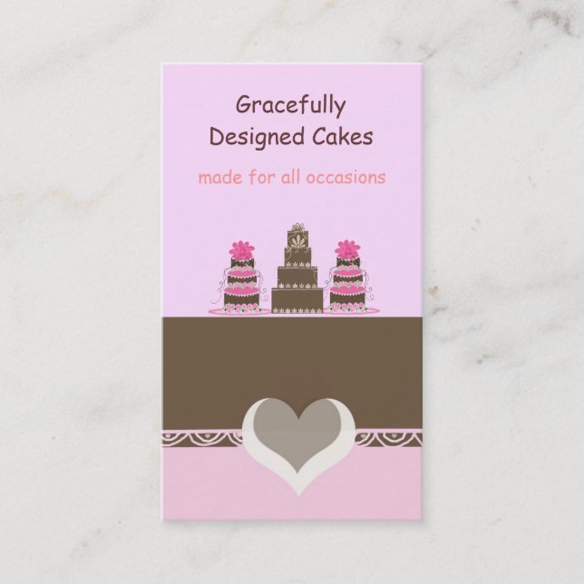 Tarjeta De Visita Pasteles de diseño rosa y chocolate (Anverso)