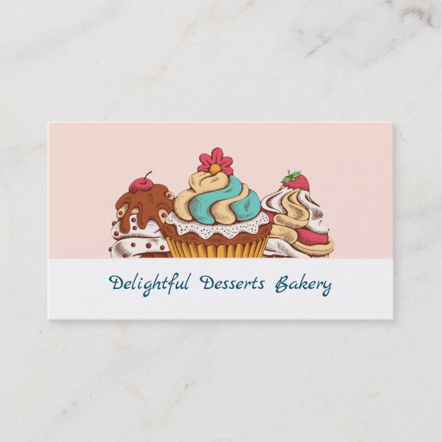 Tarjeta De Visita Pasteles de estilo retro Panadería de postres dulc (Anverso)