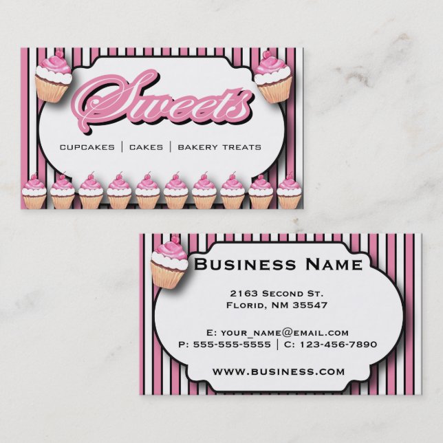 Tarjeta De Visita Pasteles de panadería y más (Anverso / Reverso)