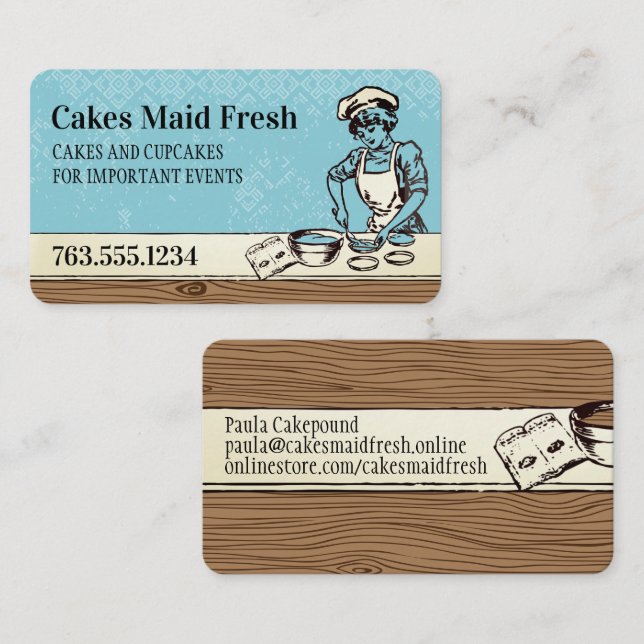 Tarjeta De Visita Pasteles de pastelería de panadería para mujeres d (Anverso / Reverso)