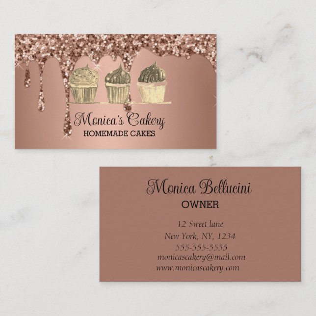 Tarjeta De Visita Pasteles de pasteles dulces pasteles panadería cas (Anverso / Reverso)
