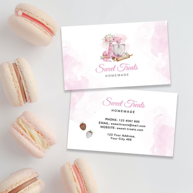 Tarjeta De Visita Pasteles dulces Panadería Rosa (Subido por el creador)