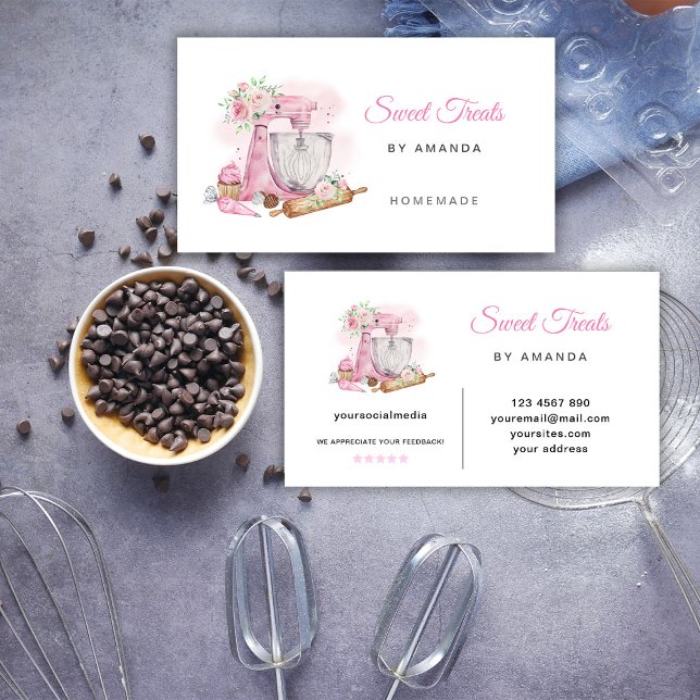 Tarjeta De Visita Pasteles dulces Panadería Rosa (Subido por el creador)