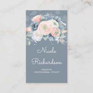 Tarjeta De Visita Pasteles florales elegantes polvorientos de los