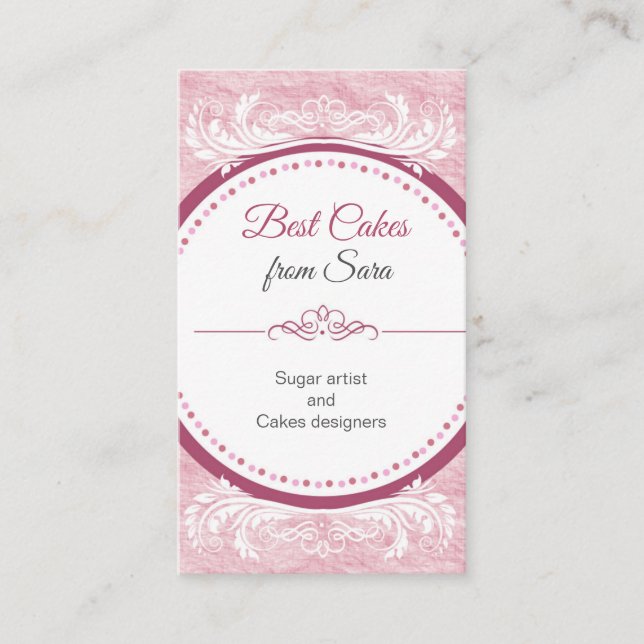 Tarjeta De Visita pasteles, pasteles hechos a mano en 3D, pastelería (Anverso)