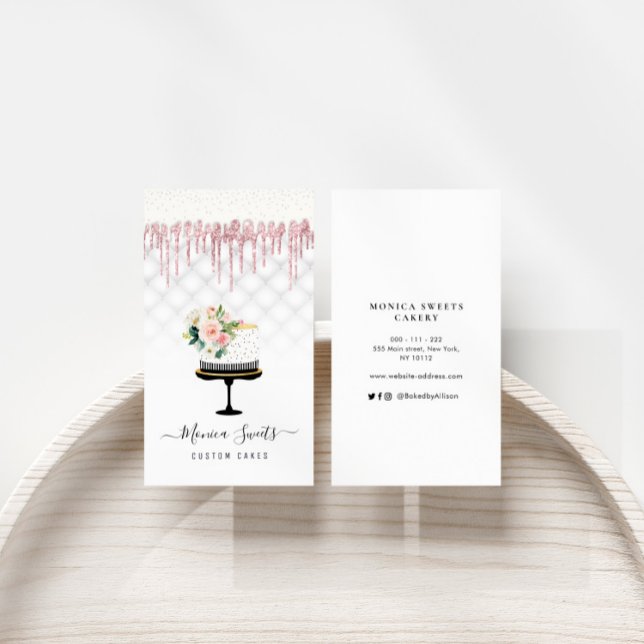Tarjeta De Visita pasteles personalizados de goteo de oro de rosa (Subido por el creador)