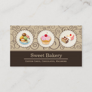 Tarjeta De Visita Pasteles personalizados Macaroons Dessert Bakery S