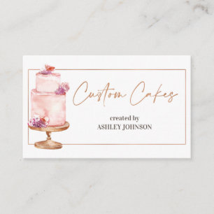 Tarjeta De Visita Pasteles Rosa de Personalizado dorado 9 cm x 5,5 c