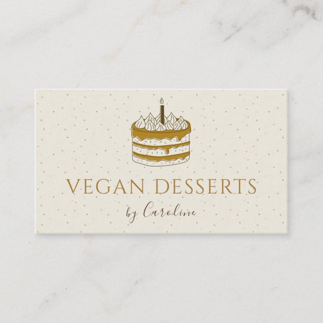Tarjeta De Visita Pasteles veganos pasteles Neutrales Pastel Panader (Anverso)