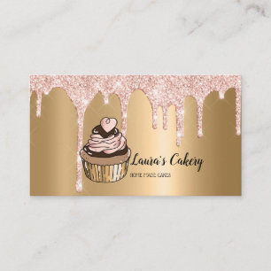 Tarjeta De Visita Pasteles y dulces pastelería casera que gotea oro