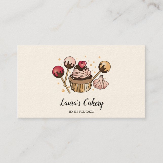 Tarjeta De Visita Pasteles y dulces pasteles caseros Panadería con o (Anverso)