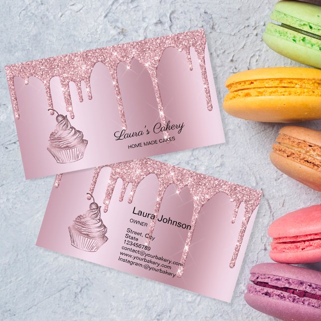 Tarjeta De Visita Pasteles y dulces Pasteles Panadería Rosa Oro (Subido por el creador)