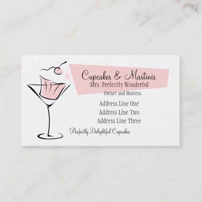 Tarjeta De Visita Pasteles y Martinis (Anverso)