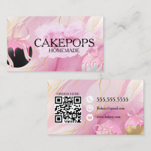 Tarjeta De Visita Pastelitos de Bizcocho Panadería Dulces Rosa