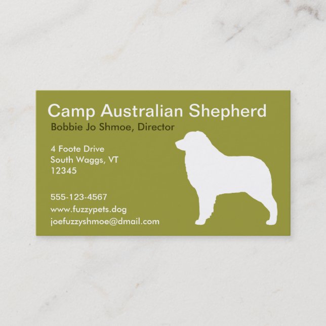 Tarjeta De Visita Pastor Australiano (Anverso)