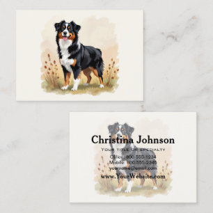 Tarjeta De Visita Pastor Australiano Negro Tricolor Perro Aussie