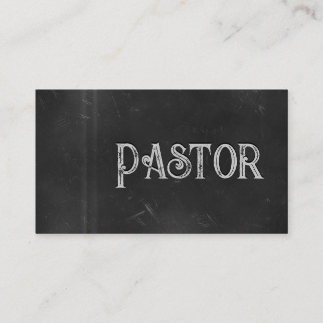 Tarjeta De Visita Pastor Black Grunge Chalkboard2 Iglesia (Anverso)