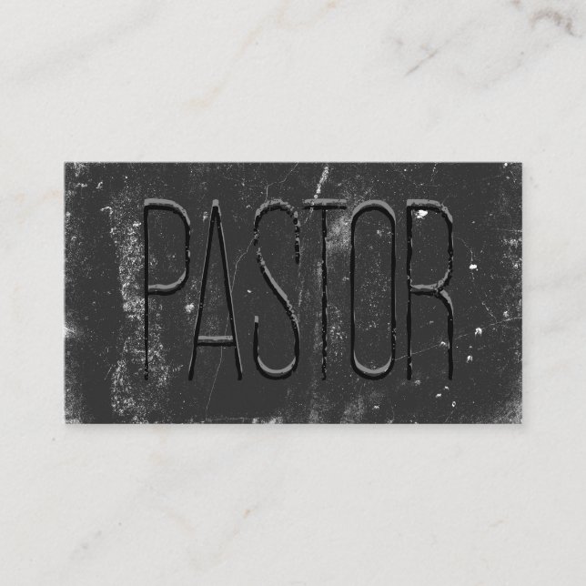 Tarjeta De Visita Pastor Black Grunge Pizarra Iglesia (Anverso)