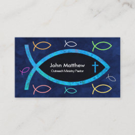 Tarjeta De Visita Pastor cristiano de pescado en el Océano Azul