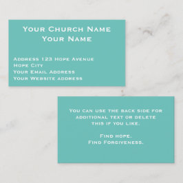 Tarjeta De Visita Pastor de Iglesia Cristiana Aqua Personalizado Bla