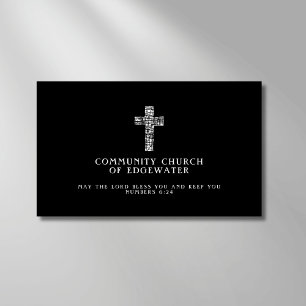 Tarjeta De Visita Pastor de Iglesia Cristiana Cruz Contemporánea Neg