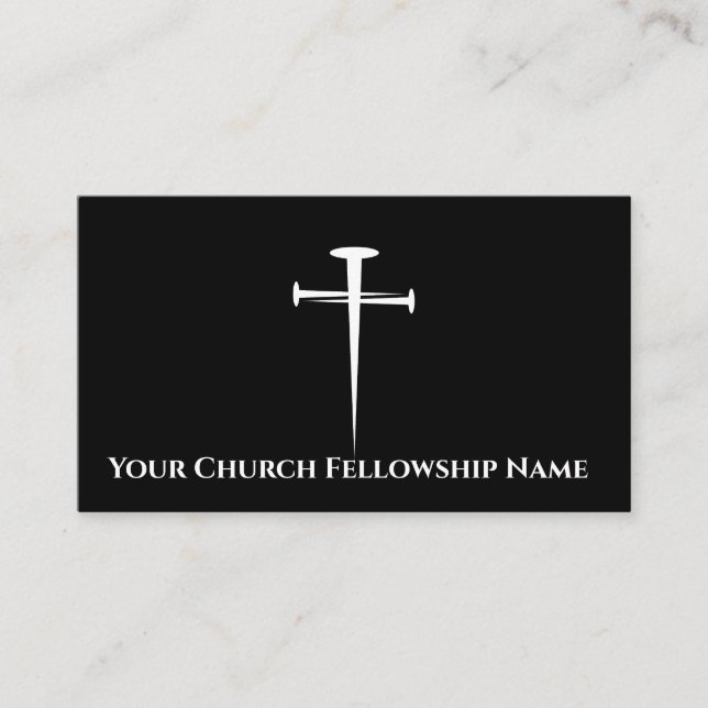 Tarjeta De Visita Pastor de iglesia de esbozo de cruz negra de tres  (Anverso)