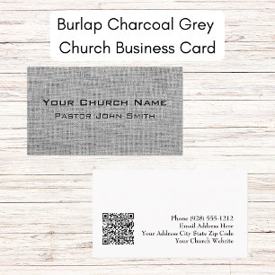 Tarjeta De Visita Pastor de Iglesia de Gris de Carbón Burlap